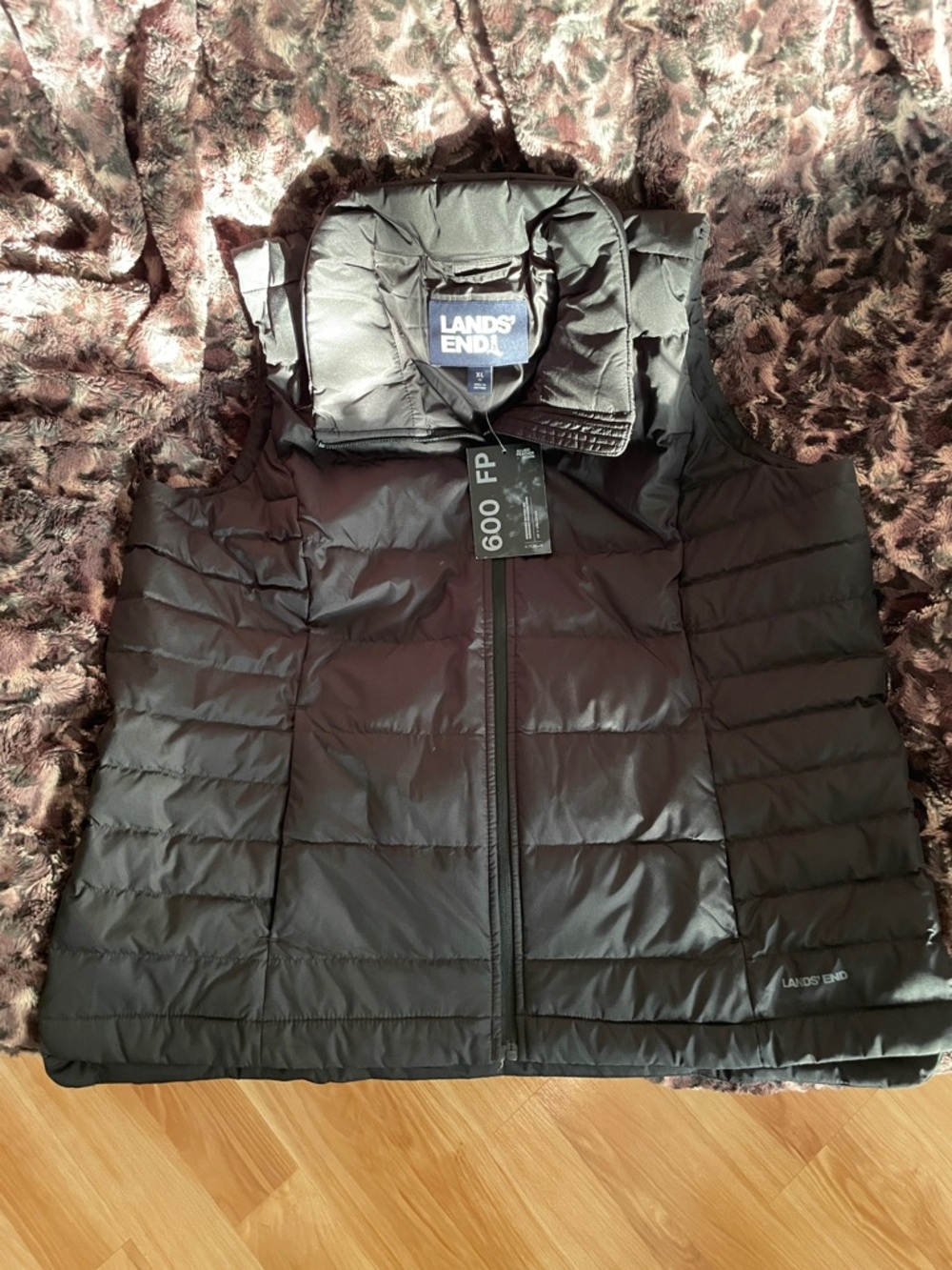 •LANDS’ END• Black Feather Down Quilted Vest >> NWT
